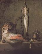 Jean Baptiste Simeon Chardin Two cats salmon mackerel oil on canvas